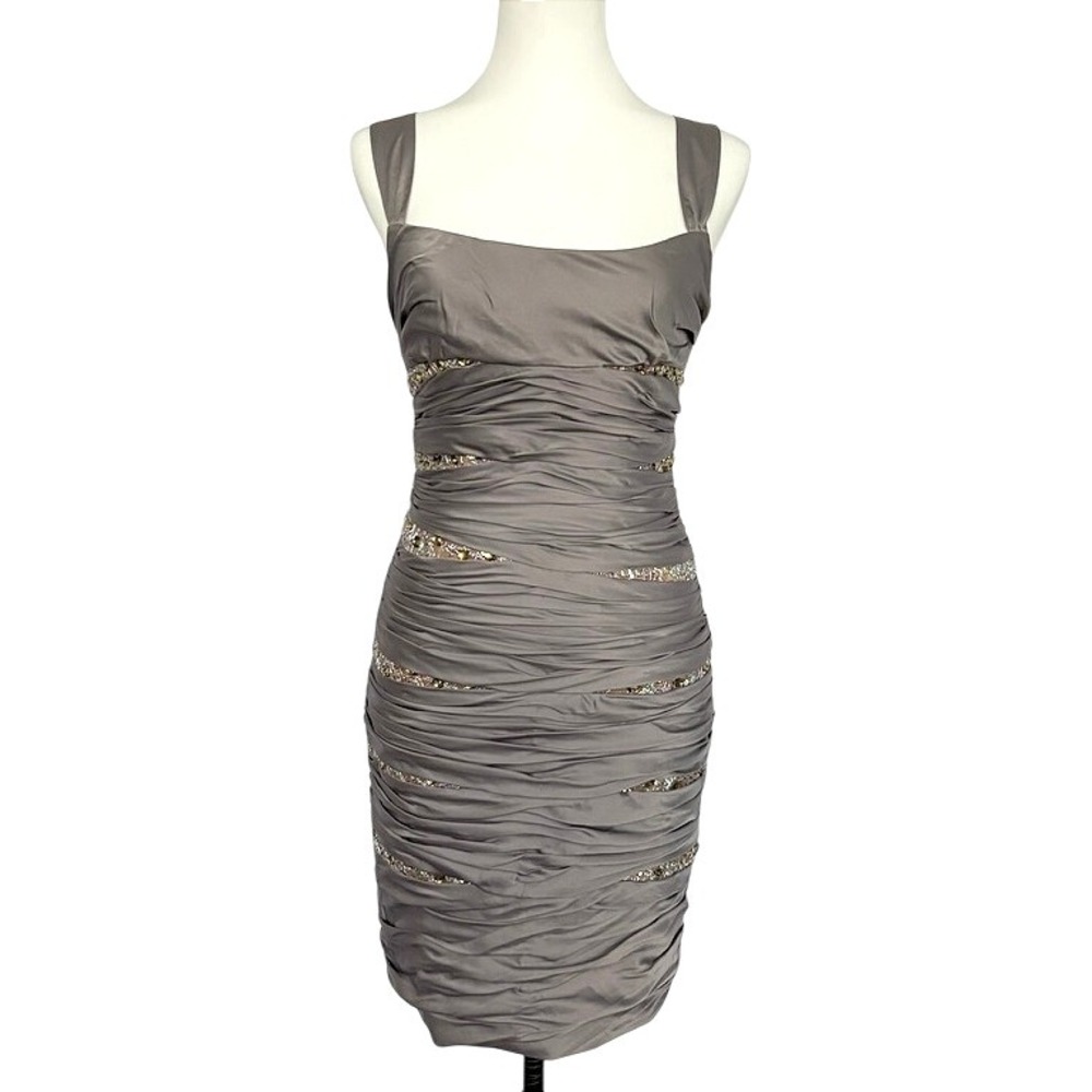 Deadstock Y2k MANDALAY Julian Joyce Nwot Ruched Beaded Dress Sz 4 Cocktail Event